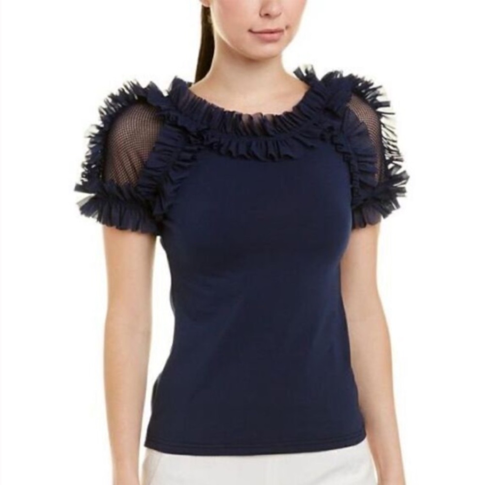 Unique and Fun 💃💙 Gracia Navy Ruffle Sleeve Top